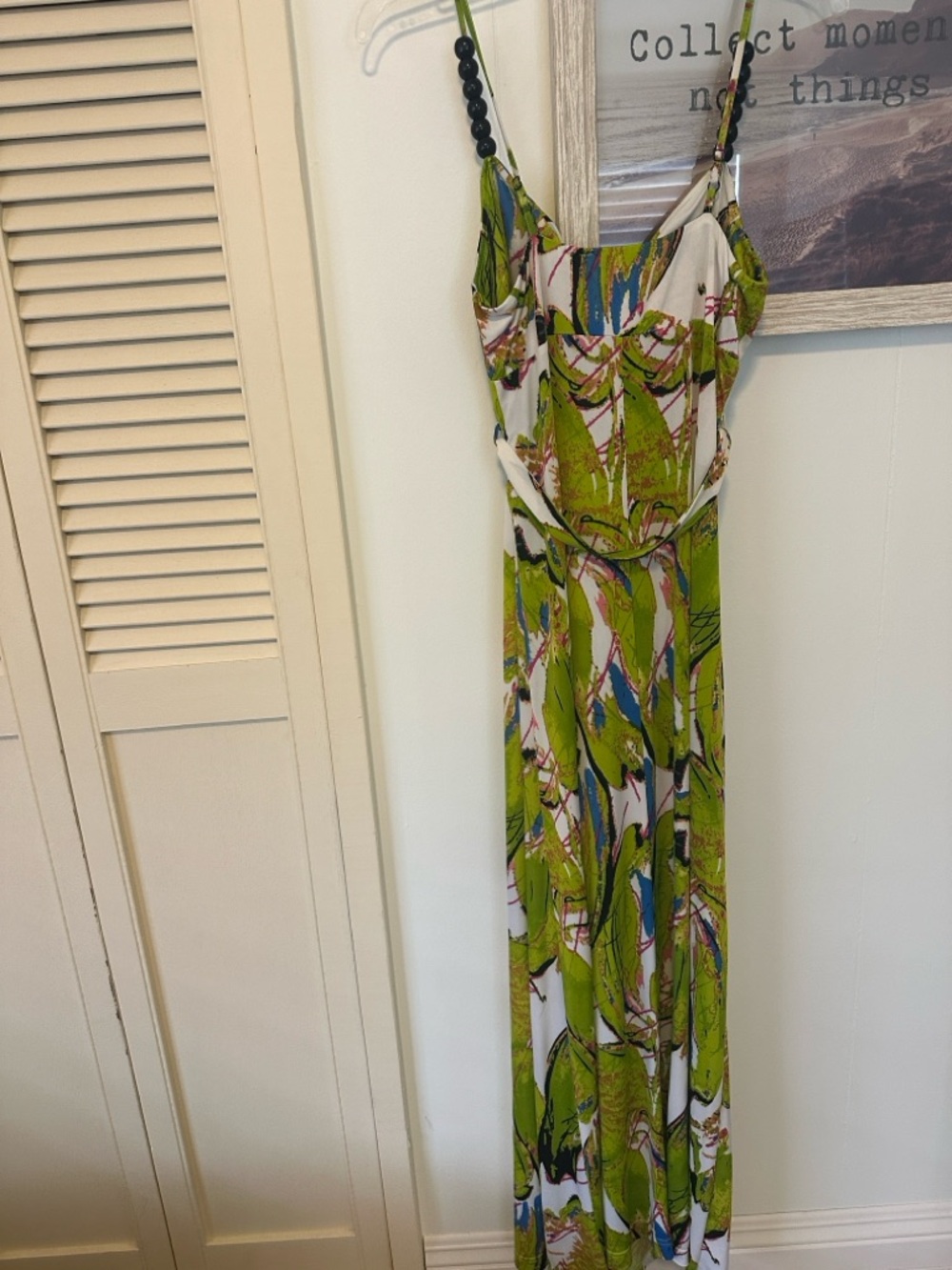 NWOT Size Small Essentials by Milano Green Floral Maxi Dress - Picture 2 of 4